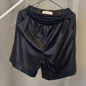 Black Long Faux Leather Shorts